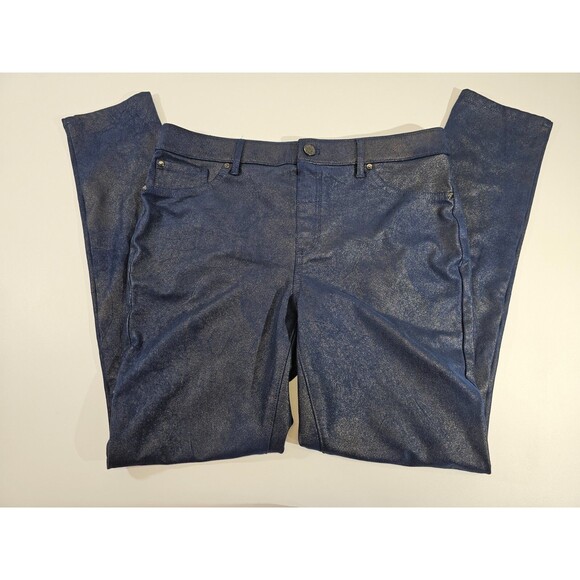 ALK Women's .5 Small Chico's Faux-Suede Knit Pants Stretch Slim Leg Denim Slacks - Picture 3 of 7